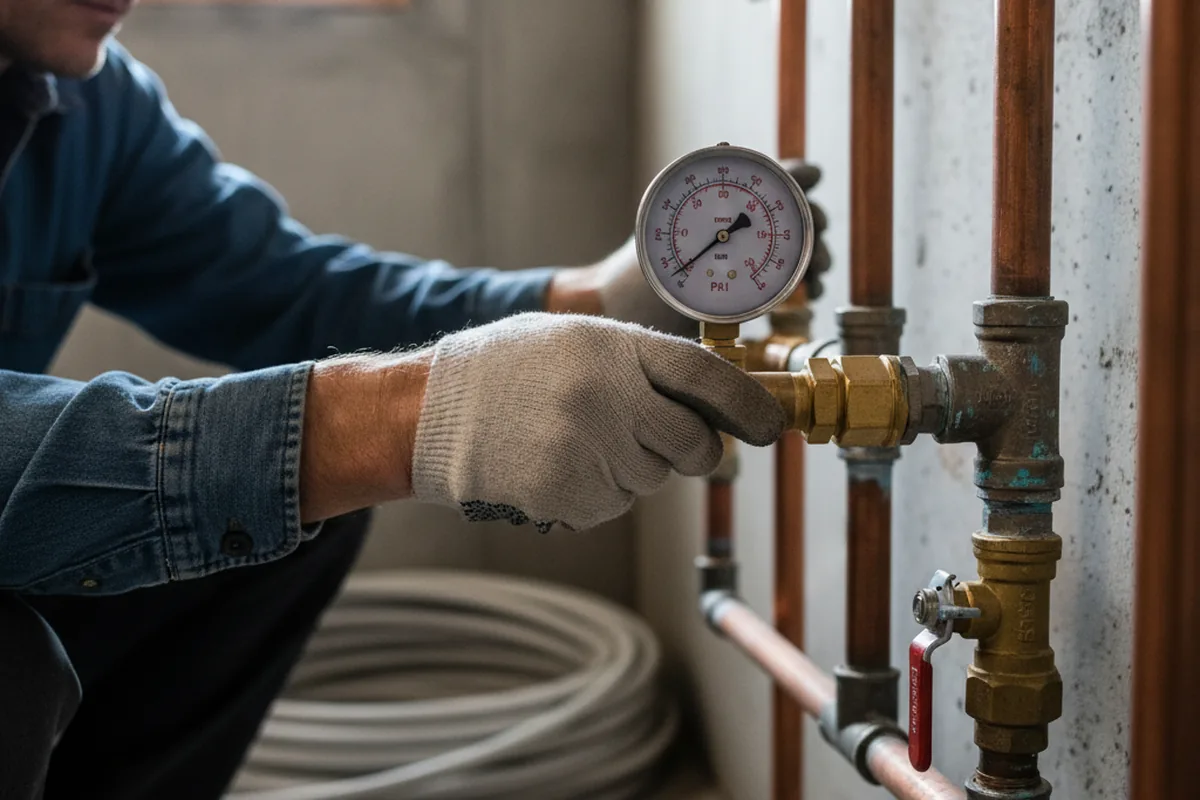 Pressure testing a repaired line during Water Line Repair in Mc Kee